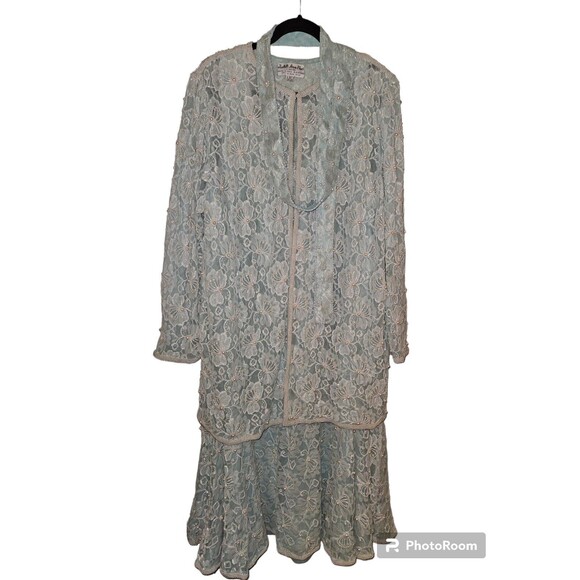 Judith Ann Creations Dresses & Skirts - Vtg Judith Ann Plus Drop Waist Sequin & Beaded Long Jacket & Dress Sz XXL 18/20